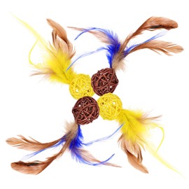 BESPORTBLE 4pcs Interactive Cat Rattan Balls with Bells Durable Weave for Kitten Playtime Safe for Indoor Cats of All Fun and Engaging Activity to Anxiety and Promote Exercise