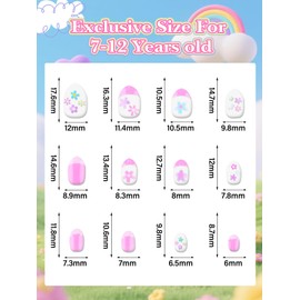 EBANKU 1 Pack Kid Fake Nail Kit, 26 Pieces Press on Nails for Kids Mini Press on Nail Short Artificial False Nail Kits for Kids Girls