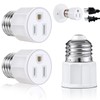 3 Prong Light Socket to Plug Adapter - E26 E27