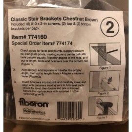 Fiberon (SET OF TWO) Fiberon Classic STAIR Rail Brackets 774174 Chestnut Brown Item