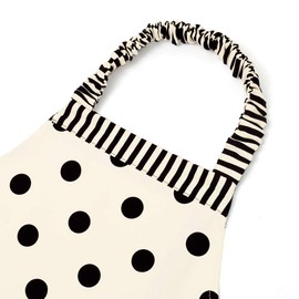 COLORFUL CANDY STYLE N1249530 Children’s Apron, Girls, Bandana Set, Easy to Put On and Take Off, 51.2–63 inches (130–160 cm), Polka Dot Large (Twill/White) x Narrow Stripe (Twill/Black)