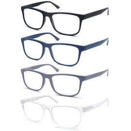 OLOMEE Large Reading Glasses Mens Oversized Wide Readers +2.75 Lightweight Square Magnifying Cheaters Glasses for Men W/Big Head 4 Pack