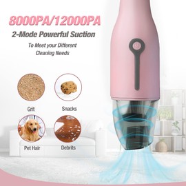 HAUSHOF Handheld Vacuum, Cordless Car Vacuum Cleaner 8000PA/12000PA 2 Modes with Cleaning Brush, Rechargeable Portable Mini Vacuum for Car, Home and Pet(Pink)