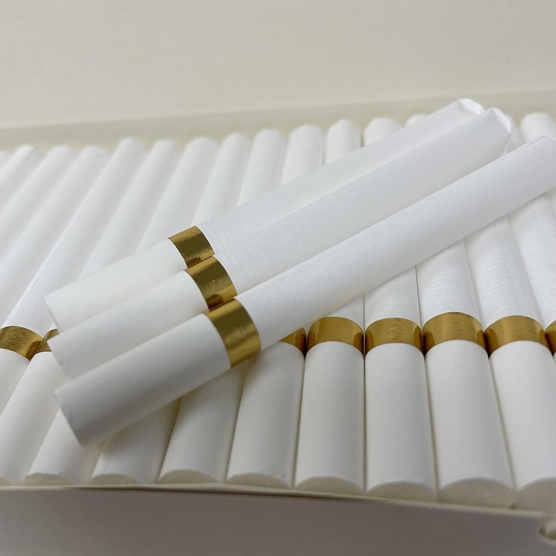 White Empty Regular 20mm Filter Tubes with Golden Ring -