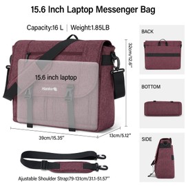 Hanke Durable Messenger Bag for Men with 15.6 Laptop Case, Business Cross Body Bag Briefcase for Women,School or Work Tote Bag Large Messanger Bag.（Purple）
