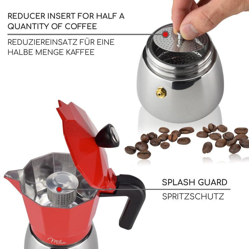 Milu Espresso Maker Suitable for Induction Cookers, 3, 6, 9