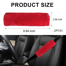 Wogomz 2 Pack Car Seatbelt Covers Shoulder Pad, Soft Faux Sheepskin Seat Belt Shoulder Cover for a Comfortable Driving, Seat Belt Shoulder Strap Covers Helps Protect Your Neck and Shoulder (Red)