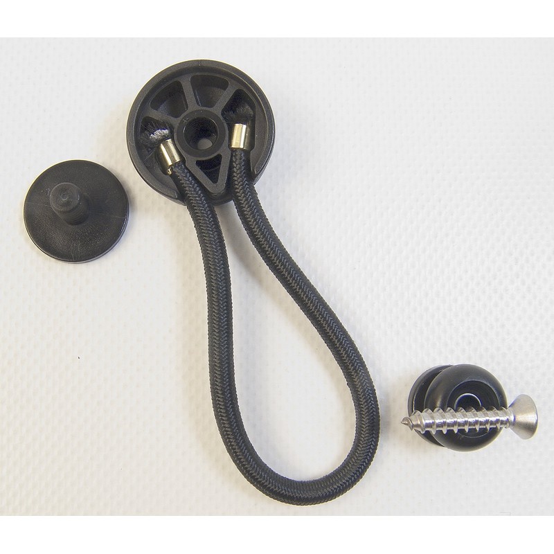 StayPut Bungee/Shock Cord Fastener, Black w/Black Surface Attachment Knob &