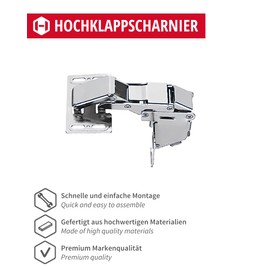 Gedotec Caravan Hinge CH 600 Flap Hinge with Soft-Close Damping Furniture Hinge for Stop with Bezel Nickel-Plated Steel Pack of 1 Adjustable Cabinet Hinge