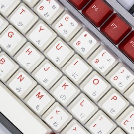 TAI-HAO US Layout+Japanese Characters are Laser Engraved /115 Red and White ANSI Layout Compatible with All MX Types Keyboards(61/87/104/108+1.75U Shift Key) Double Shot Keycap Set