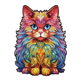 Nestologi Wooden Cat Puzzle for Adult, Kitten Cat Wood Jigsaw Adult Puzzles, Unique Animal Shape Wood Puzzle, Gift for Family Friend Birthday 150 Pieces Large 5 Hours to Complete