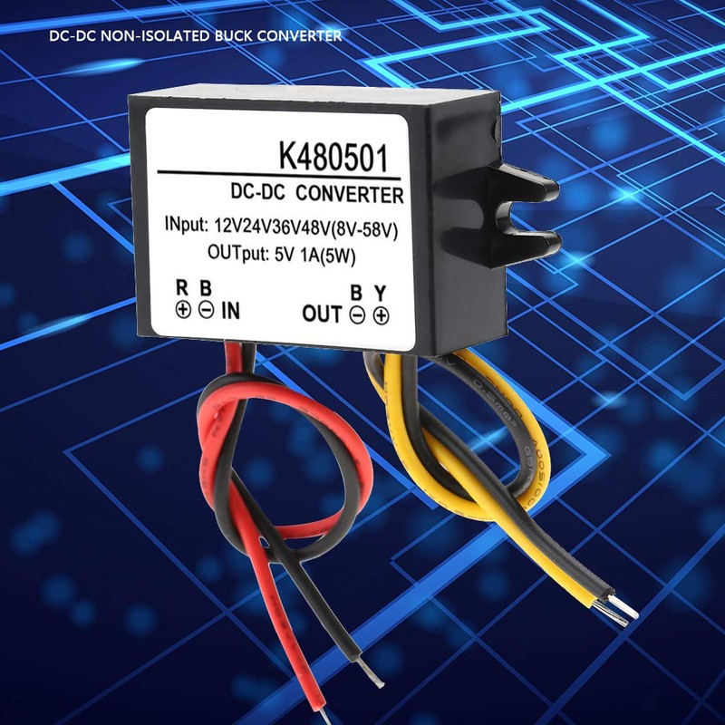 DC-DC 12V/24V/36V/48V to 5V 1A Car Power Converter Buck Voltage