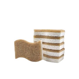 6 Pack Natural Kitchen Sponges, Compostable Cellulose and Coconut Scrubbers, Eco-Friendly Biodegradable Kitchen Scrubbers for Diswashing & cleaning, Quick Drying Dish Sponges