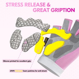 Vgo... 1 Pair Half-Finger Cycling Gloves for Men&Woman, Bike Riding Gloves, Anti-slip Fitness Training Outdoor Gloves (MF2514,Pink,M)