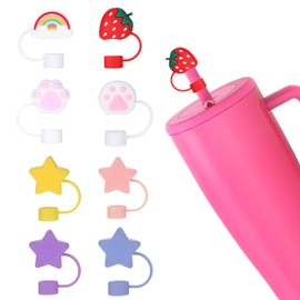 8PCS Silicone Straw Cover for Brumate Era 40 Oz/30 Oz Tumbler,Cute Straw Covers Cap for Tumblers,12mm Straws Topper, Straws Covers Compatible with Brumate Era Accessories