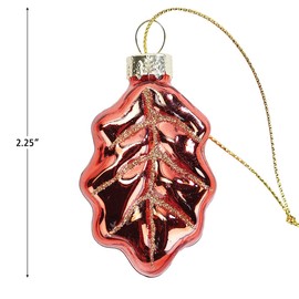 Harvest Leaves Fall Glass Ornaments - Set of 12 Glass, Autumn Ornaments, Thanksgiving