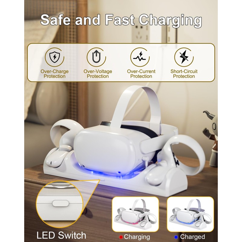 VR Charging Dock for Meta Quest 2, TanReginal Magnetic Charging