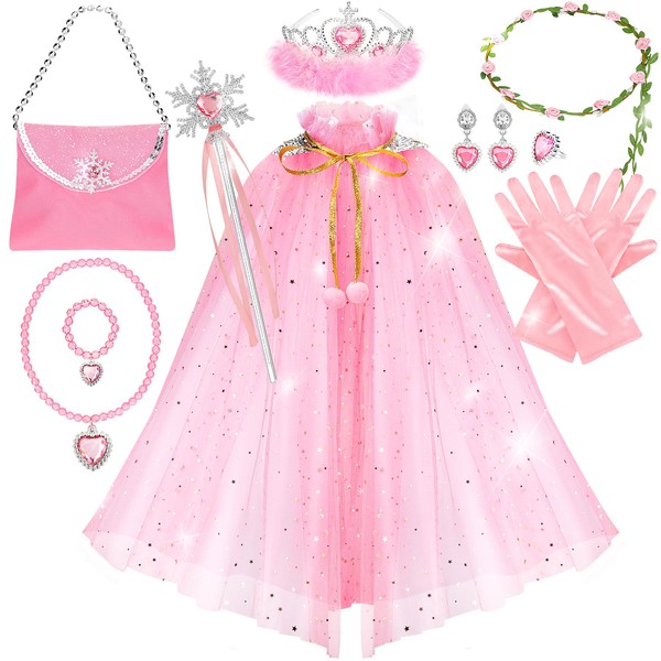 Fedio Princess Cape Set,12Pcs Princess Dress up Clothes for Little Girl, Princess Dresses for Girl 3-8 Years Birthday Gift