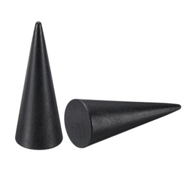 PATIKIL Wood Cone Ring Holder, 2Pcs Wooden Finger Jewelry Ring Display Stand Organizer Wood Cones Rack for DIY Art Crafts, Black (80x30mm)