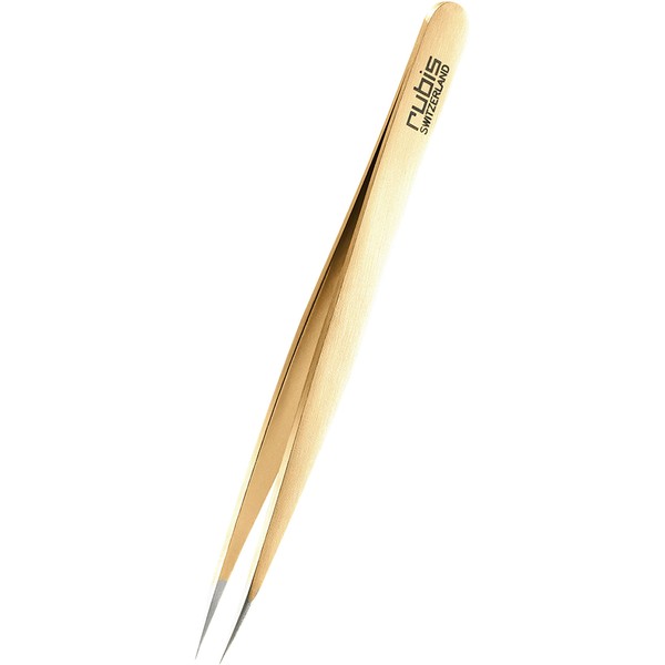 Rubis Pointer Gold Splitting Tweezers Pointer for Ingrown Hair and Splinters