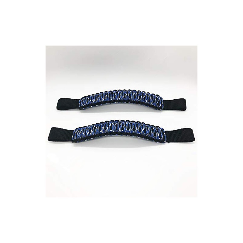 Bartact Paracord Grab Handles Compatible with Jeep Headrest - Black/Blue