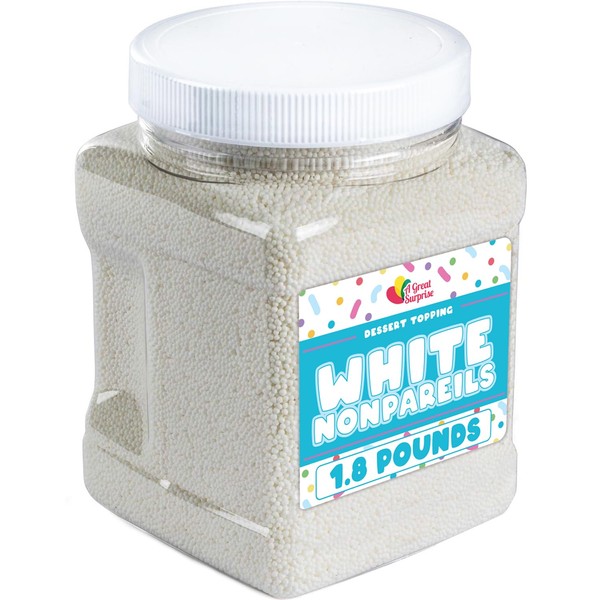 White Nonpareils Sprinkles – 1.8 LB Bulk Candy - Non