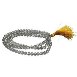 Clear Crystal Quartz Mala | 108+1 Sphatik Beads Diamond Cut Rosary for Mantra Jaap, Yoga & Meditation | Handmade Spiritual Crystal Necklace for Healing & Positive Energy
