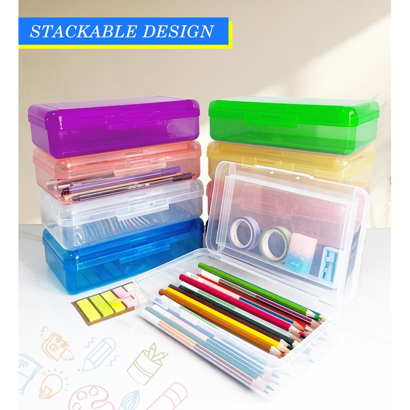 Nuozme Double Layer Large Capacity Pencil Box,Plastic Translucent Pencil Box,