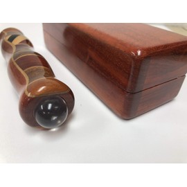 N & J Kaleidoscope Teleidoscope in Padauk Wood, 5 1/2 Inch Barrel, Inlaid Hardwoods of Padauk, Teak, Ebony, and Jalneem, Wood Presentation Box - Engraving Plate Compatible ! Handcrafted in U S A !