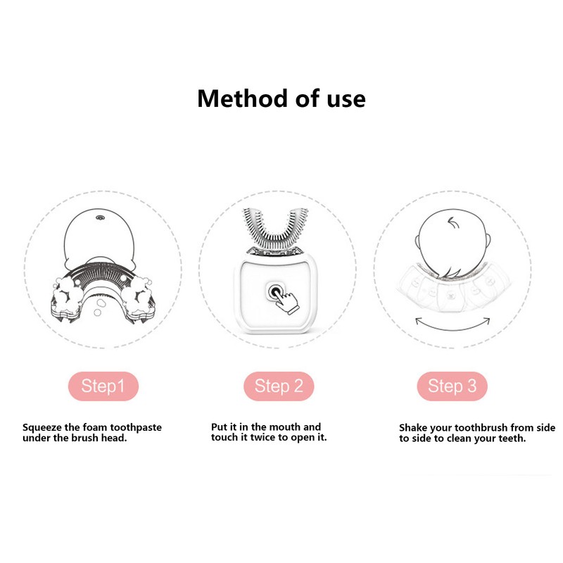 Intelligent U Shaped Toothbrush 360° Oral Cleaning Cartoon Electric Toothbrush