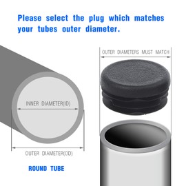 12Pcs Round Plastic Plug, 3/4 Inch End Caps for Tubing Pipe OD 0.75" (not ID), Steel Furniture Foot Table Chair Leg Blanking End Insert Plug Cap Covers Protector, Bar Stool Glides, Fence Plugs