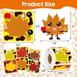 Make Your Own Leaves Stickers Fall Maple Leaf Scene Roll Make a Face Sticker DIY Autumn Crafts for Kids Thanksgiving Party Decoration Supplies Favors 300Pcs
