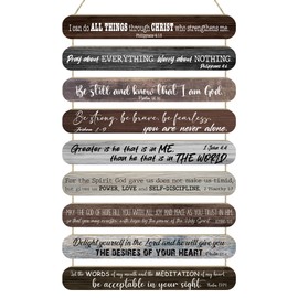MONALET Christian Inspirational Motivational Wall Art Decor for Bedroom Living Room Church Prayer Room, Scripture Bible Verse Hanging Wood Signs, Religious Rustic Gifts Wooden Plaque, 12x19in