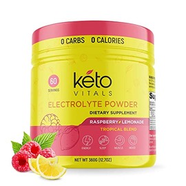Keto Vitals Electrolitos en polvo  Electrolitos aptos para dietas cetogénicas con potasio, magnesio, sodio y calcio  Suplemento de electrolitos...    