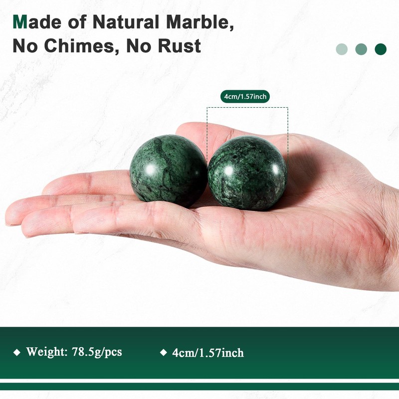 2Pcs Baoding Balls, Boading Balls for Hand Therapy, Green, 2
