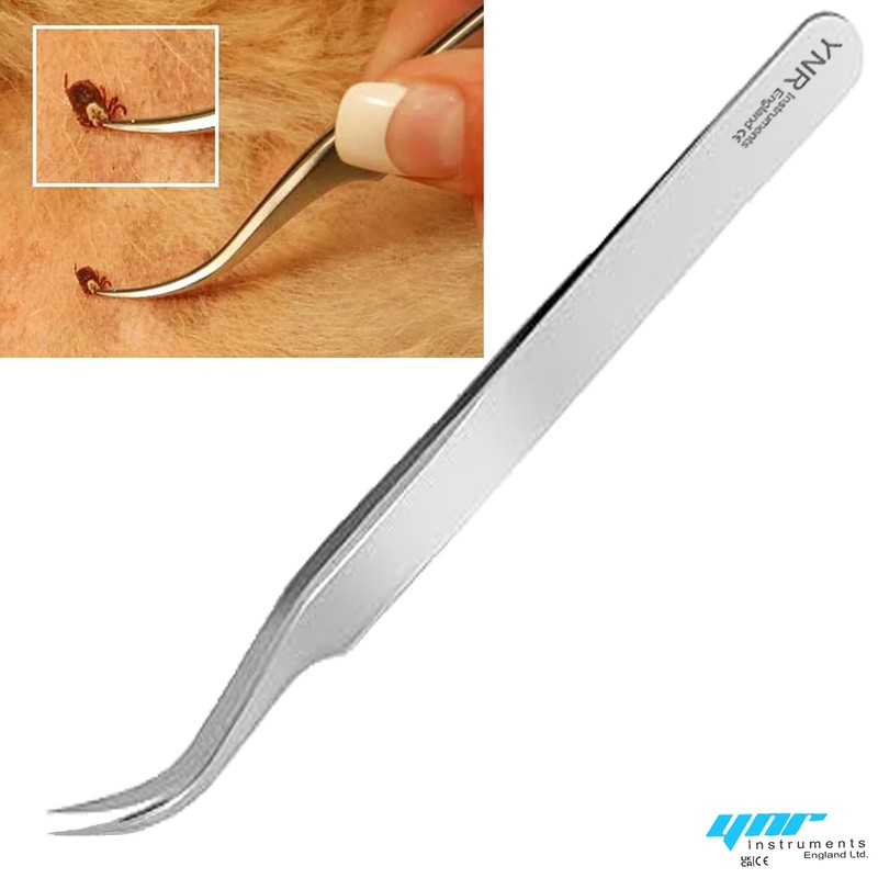 YNR Tick Remover Tweezers, Stainless Steel, Professional Tick Flea Removal