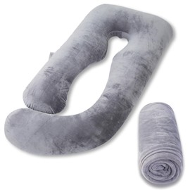AS AWESLING Full Body Pillow Velour Pillowcase, Pregnancy Pillows Cover, Replacement Pillowcase (Dark Grey, 60 Inch)
