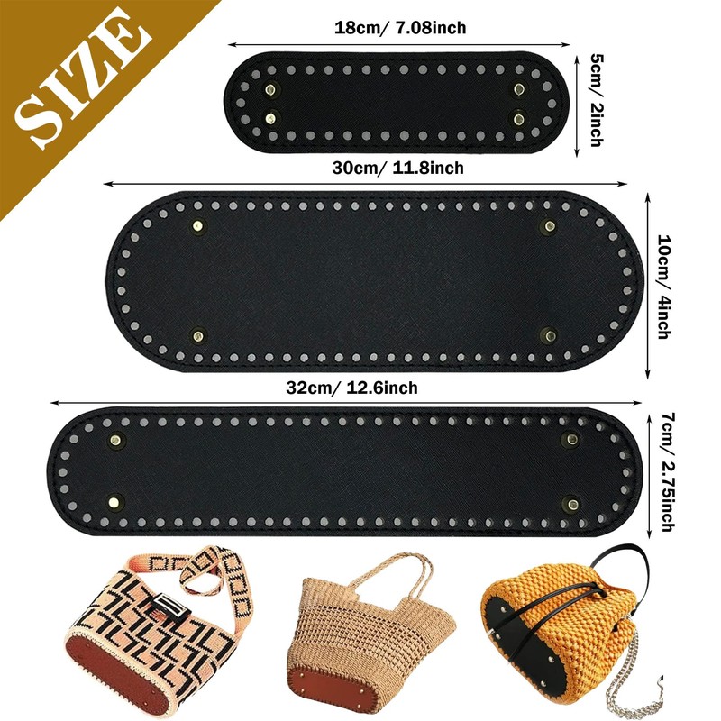 Yayatty Pack of 7 Black Bag Base for Crochet and