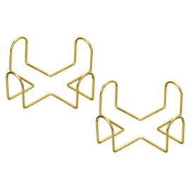 sourcing map Set of 2 Coaster Holders 1.77 Inches - Iron Metal Coaster Shelf Rack for Both Round and Square Holds 4 Coasters (Gold)