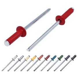 (Pack of 400) Varnished Blind Rivets 4.0 x 14 mm, Dome Head, DIN 7337, Aluminium Rivets and Steel Mandrel, Pop Rivets (400, Ruby Red RAL 3003)