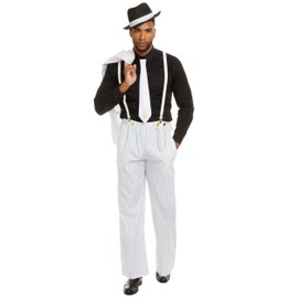 Dreamgirl Men's Zoot Suit Riot Costume, White/Black, Medium