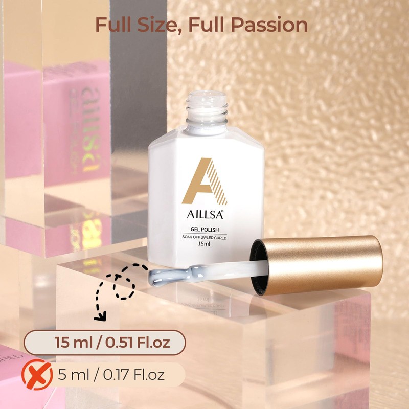 AILLSA Milky White Gel Nail Polish - Nude, Translucent, Soak