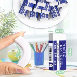 BAVALIN 10 Pcs Rubbers Erasers Set - White Plastic Erasers Classic Latex Free Pencil Eraser Soft 2B Erasers for Home School Office Sketches Paintings Fine Arts