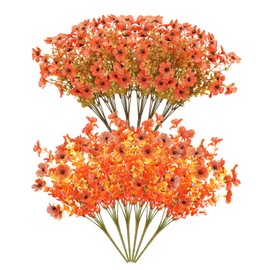 Apipi 12 Pcs No Fade Faux Mums Flowers Fall Decor for Garden Front Porch - Lifelike Fake Artificial Plants for Home Patio Farmhouse Balcony