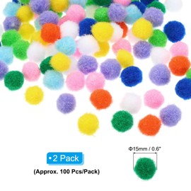 PATIKIL 0.6inch Pom Poms for Crafts, 100Pcs Fuzzy Pastel Pom Pom Balls for Art Supplies DIY Creative Craft Material Handicraft Decorations, Multicolored