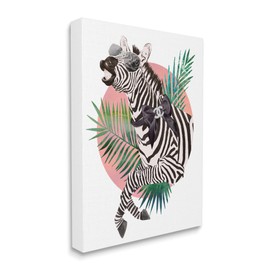 Stupell Industries Fashion Bow Zebra Funky Safari Animal Tropical Palms, Designed by Ziwei Li Canvas Wall Art, 16 x 20, Off- White