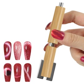 vnjaoi Multifunctional Nail Magnet,Cat Eye Magnetic for Nails,Detachable Design with Solid Wood Shell Protection,Strong Magnet for nails Salon Art Tools(Original Wood)