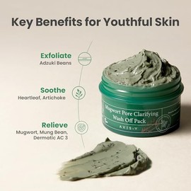 AXIS-Y Mugwort Pore Clarifying Wash Off Pack - Face Exfoliator Targets Clogged Pores, Whitehead & Blackhead Remover - Vegan Korean Skin Care Glass Ski