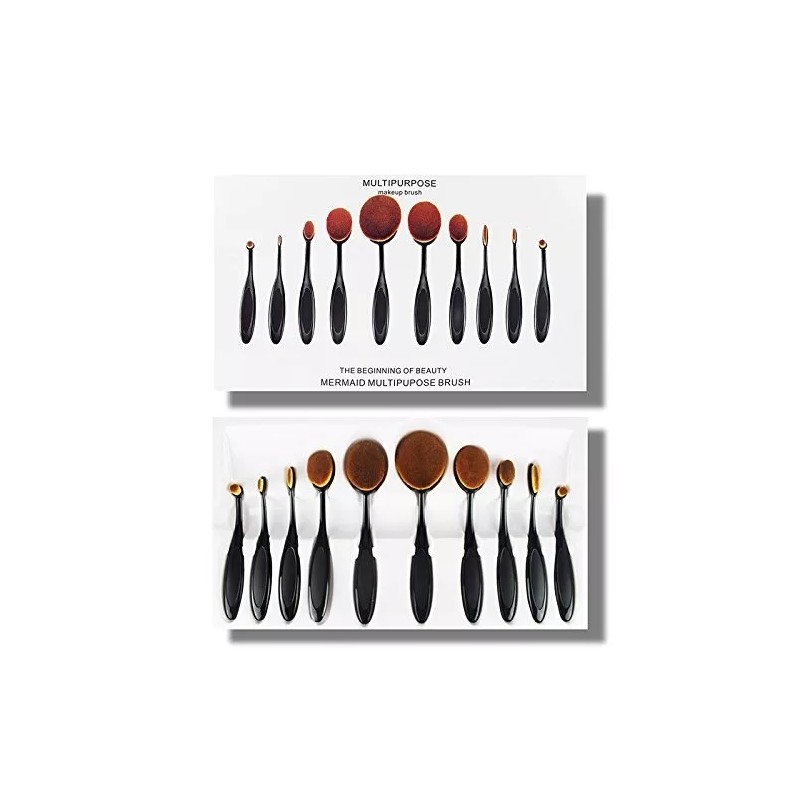 Maquillali 10 Brochas Oval Multifunciones Alta Calidad Envió Gratis