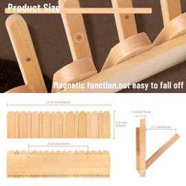 KYIAANY Wall Coat Rack for Entryway: Wooden Modern Heavy Duty 8 Hooks 21.6'' Retractable Wall Mounted for Boho Home Decor Hallway Bathroom Bedroom for Hanging Jacket Towel Backpack Bag